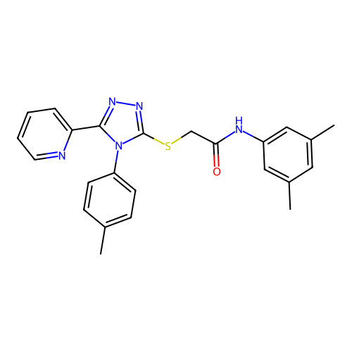 N-(3,5-dimethylphenyl)-2-[[4-(4-methylphenyl)-5-pyridin-2-yl-1,2,4-triazol-3-yl]sulfanyl]acetamide structure