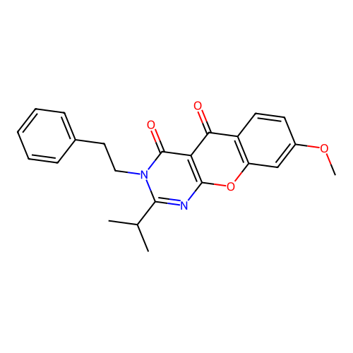 2-Isopropyl-7-methoxy-3-phenethyl-3H-9-oxa-1,3-diaza-anthracene-4,10-dione structure