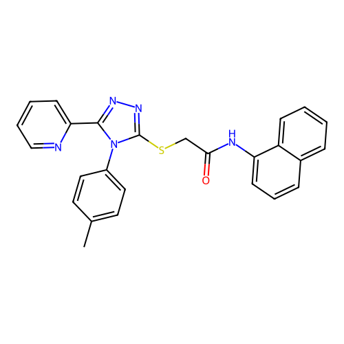 2-{[4-(4-methylphenyl)-5-(pyridin-2-yl)-4H-1,2,4-triazol-3-yl]sulfanyl}-N-(naphthalen-1-yl)acetamide structure