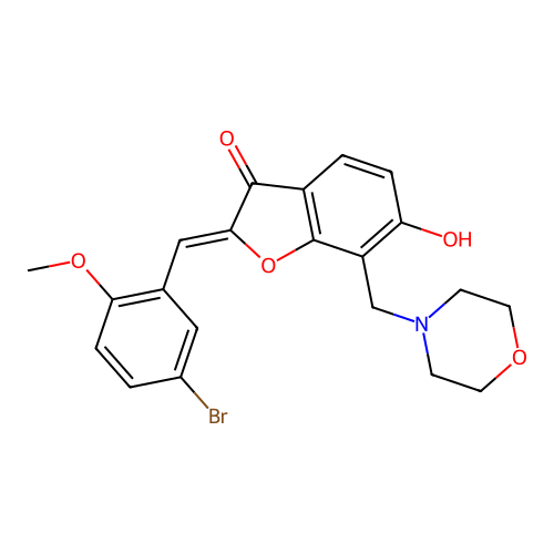 (Z)-2-(5-bromo-2-methoxybenzylidene)-6-hydroxy-7-(morpholinomethyl)benzofuran-3(2H)-one structure