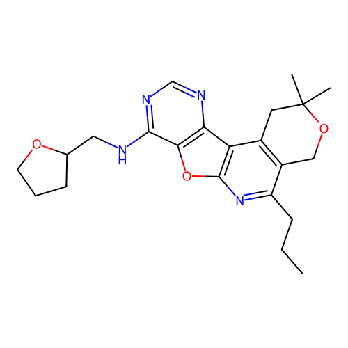 2,2-dimethyl-5-propyl-N-((tetrahydrofuran-2-yl)methyl)-2,4-dihydro-1H-pyrano[4'',3'':4',5']pyrido[3',2':4,5]furo[3,2-d]pyrimidin-8-amine structure