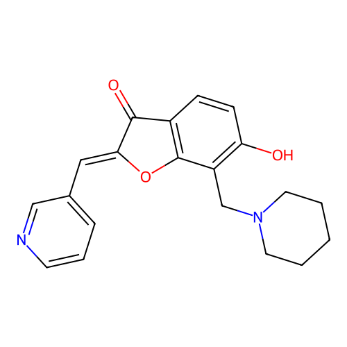 (Z)-6-hydroxy-7-(piperidin-1-ylmethyl)-2-(pyridin-3-ylmethylene)benzofuran-3(2H)-one structure