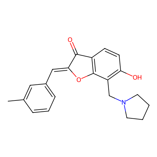 (Z)-6-hydroxy-2-(3-methylbenzylidene)-7-(pyrrolidin-1-ylmethyl)benzofuran-3(2H)-one structure