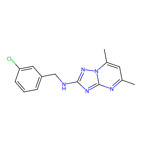N-(3-chlorobenzyl)-5,7-dimethyl[1,2,4]triazolo[1,5-a]pyrimidin-2-amine structure