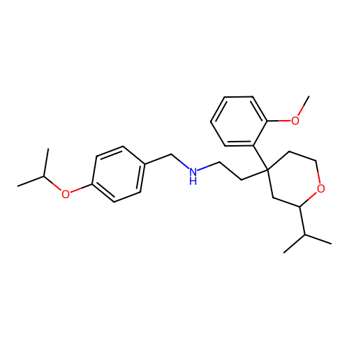 2-[4-(2-methoxyphenyl)-2-(propan-2-yl)tetrahydro-2H-pyran-4-yl]-N-[4-(propan-2-yloxy)benzyl]ethanamine structure