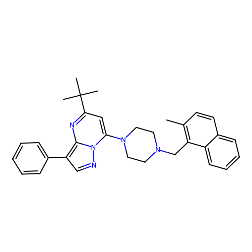 5-tert-butyl-7-{4-[(2-methylnaphthalen-1-yl)methyl]piperazin-1-yl}-3-phenylpyrazolo[1,5-a]pyrimidine structure