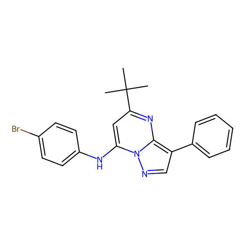 N-(4-bromophenyl)-5-tert-butyl-3-phenylpyrazolo[1,5-a]pyrimidin-7-amine structure