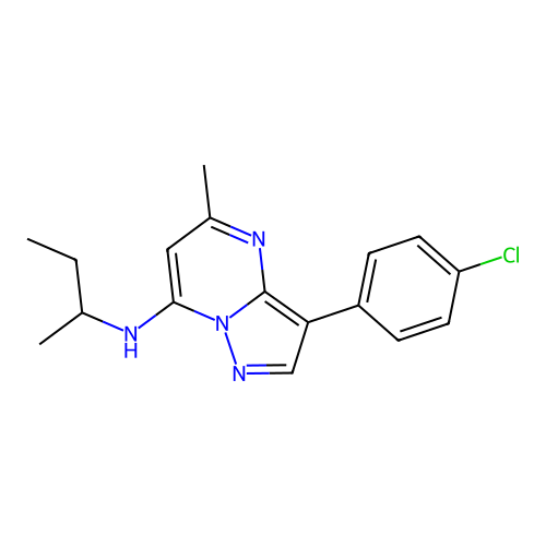 N-(butan-2-yl)-3-(4-chlorophenyl)-5-methylpyrazolo[1,5-a]pyrimidin-7-amine structure