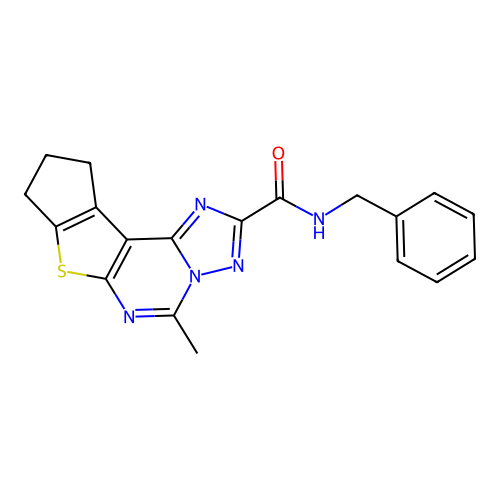 N-benzyl-5-methyl-9,10-dihydro-8H-cyclopenta[4,5]thieno[3,2-e][1,2,4]triazolo[1,5-c]pyrimidine-2-carboxamide structure