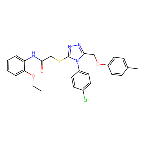 2-((4-(4-chlorophenyl)-5-((p-tolyloxy)methyl)-4H-1,2,4-triazol-3-yl)thio)-N-(2-ethoxyphenyl)acetamide structure