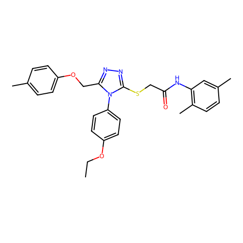 N-(2,5-dimethylphenyl)-2-((4-(4-ethoxyphenyl)-5-((p-tolyloxy)methyl)-4H-1,2,4-triazol-3-yl)thio)acetamide structure