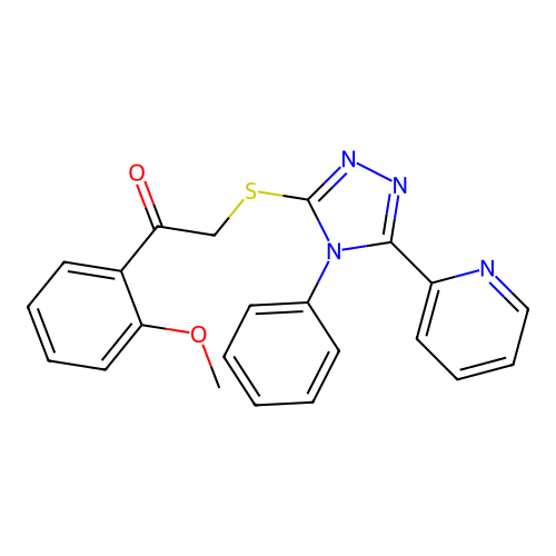 1-(2-methoxyphenyl)-2-[(4-phenyl-5-pyridin-2-yl-1,2,4-triazol-3-yl)sulfanyl]ethanone structure