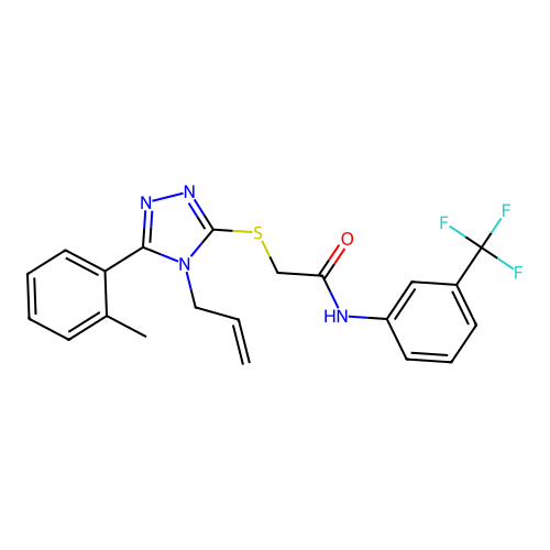 2-{[5-(2-methylphenyl)-4-(prop-2-en-1-yl)-4H-1,2,4-triazol-3-yl]sulfanyl}-N-[3-(trifluoromethyl)phenyl]acetamide structure
