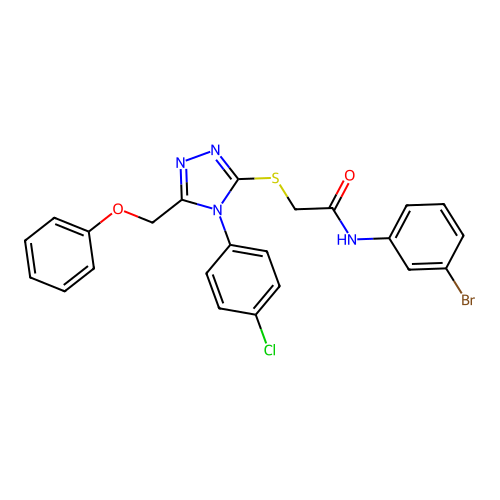 N-(3-bromophenyl)-2-[[4-(4-chlorophenyl)-5-(phenoxymethyl)-1,2,4-triazol-3-yl]sulfanyl]acetamide structure