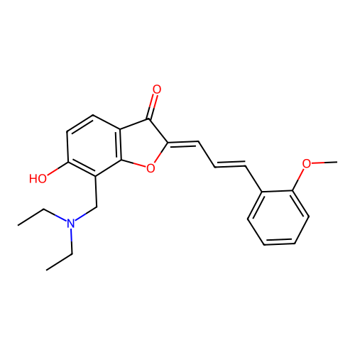 (Z)-7-((diethylamino)methyl)-6-hydroxy-2-((E)-3-(2-methoxyphenyl)allylidene)benzofuran-3(2H)-one structure