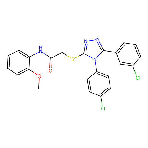 2-{[5-(3-chlorophenyl)-4-(4-chlorophenyl)-4H-1,2,4-triazol-3-yl]sulfanyl}-N-(2-methoxyphenyl)acetamide structure