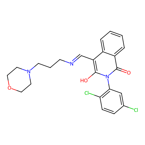 2-(2,5-dichlorophenyl)-4-[(3-morpholin-4-ylpropylamino)methylidene]isoquinoline-1,3-dione structure
