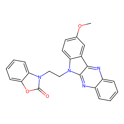 3-[2-(9-Methoxy-indolo[2,3-b]quinoxalin-6-yl)-ethyl]-3H-benzooxazol-2-one structure