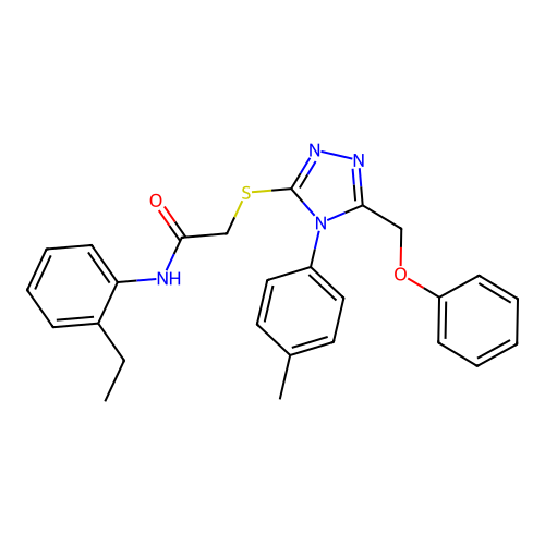 N-(2-ethylphenyl)-2-[[4-(4-methylphenyl)-5-(phenoxymethyl)-1,2,4-triazol-3-yl]sulfanyl]acetamide structure