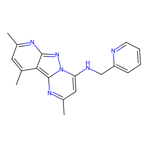 2,8,10-trimethyl-N-(pyridin-2-ylmethyl)pyrido[2',3':3,4]pyrazolo[1,5-a]pyrimidin-4-amine structure