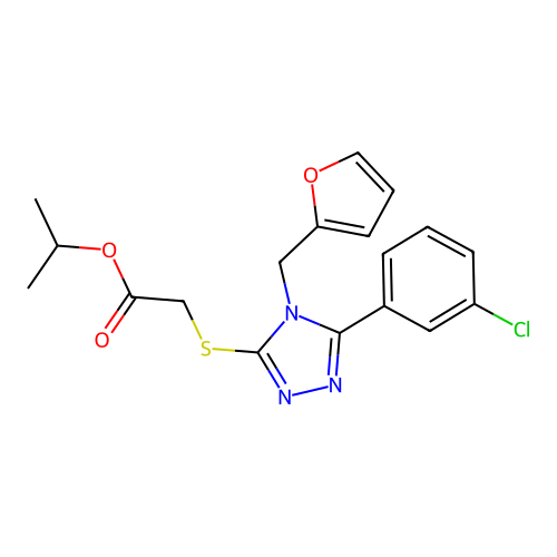 isopropyl 2-((5-(3-chlorophenyl)-4-(furan-2-ylmethyl)-4H-1,2,4-triazol-3-yl)thio)acetate structure