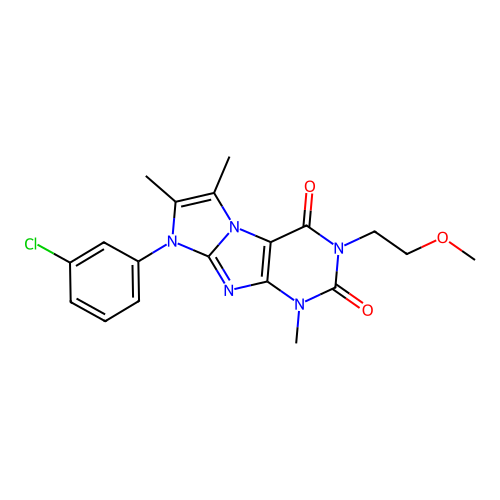 8-(3-chlorophenyl)-3-(2-methoxyethyl)-1,6,7-trimethyl-1H-imidazo[2,1-f]purine-2,4(3H,8H)-dione structure