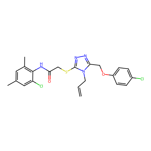 2-((4-allyl-5-((4-chlorophenoxy)methyl)-4H-1,2,4-triazol-3-yl)thio)-N-(2-chloro-4,6-dimethylphenyl)acetamide structure