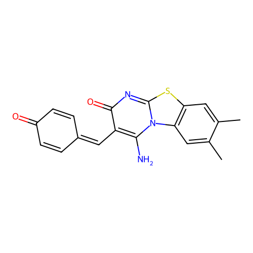 (E)-3-(4-hydroxybenzylidene)-4-imino-7,8-dimethyl-3,4-dihydro-2H-benzo[4,5]thiazolo[3,2-a]pyrimidin-2-one structure