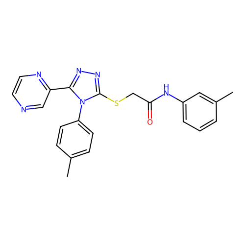 N-(3-methylphenyl)-2-[[4-(4-methylphenyl)-5-pyrazin-2-yl-1,2,4-triazol-3-yl]sulfanyl]acetamide structure