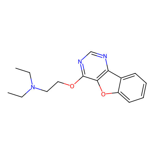 2-([1]benzofuro[3,2-d]pyrimidin-4-yloxy)-N,N-diethylethanamine structure