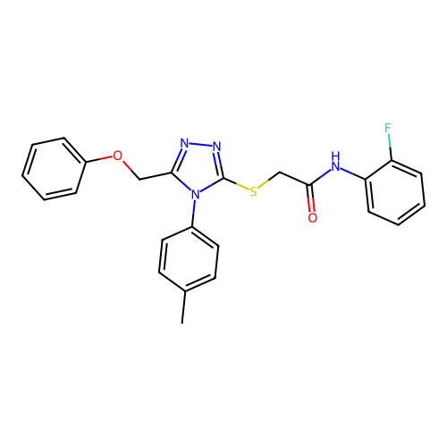 N-(2-fluorophenyl)-2-[[4-(4-methylphenyl)-5-(phenoxymethyl)-1,2,4-triazol-3-yl]sulfanyl]acetamide structure