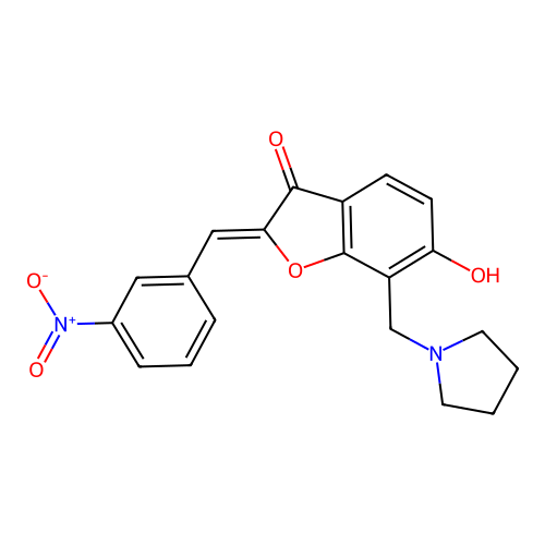 (Z)-6-hydroxy-2-(3-nitrobenzylidene)-7-(pyrrolidin-1-ylmethyl)benzofuran-3(2H)-one structure