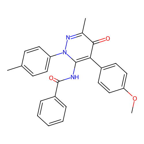 N-(4-(4-methoxyphenyl)-6-methyl-5-oxo-2-(p-tolyl)-2,5-dihydropyridazin-3-yl)benzamide structure