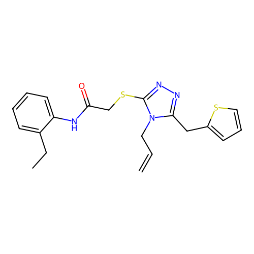 N-(2-ethylphenyl)-2-{[4-(prop-2-en-1-yl)-5-(thiophen-2-ylmethyl)-4H-1,2,4-triazol-3-yl]sulfanyl}acetamide structure