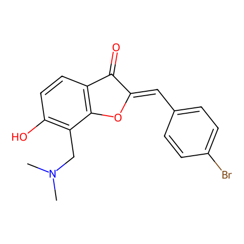 (Z)-2-(4-bromobenzylidene)-7-((dimethylamino)methyl)-6-hydroxybenzofuran-3(2H)-one structure
