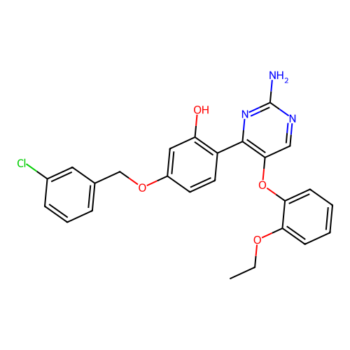 2-[2-Amino-5-(2-ethoxyphenoxy)pyrimidin-4-YL]-5-[(3-chlorophenyl)methoxy]phenol structure