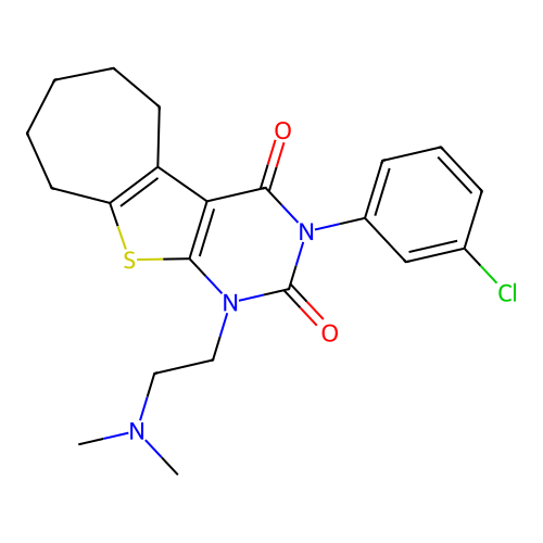 3-(3-Chloro-phenyl)-1-(2-dimethylamino-ethyl)-1,5,6,7,8,9-hexahydro-10-thia-1,3-diaza-benzo[a]azulen e-2,4-dione structure