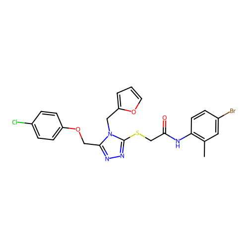 N-(4-bromo-2-methylphenyl)-2-((5-((4-chlorophenoxy)methyl)-4-(furan-2-ylmethyl)-4H-1,2,4-triazol-3-yl)thio)acetamide structure