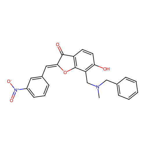 (Z)-7-((benzyl(methyl)amino)methyl)-6-hydroxy-2-(3-nitrobenzylidene)benzofuran-3(2H)-one structure