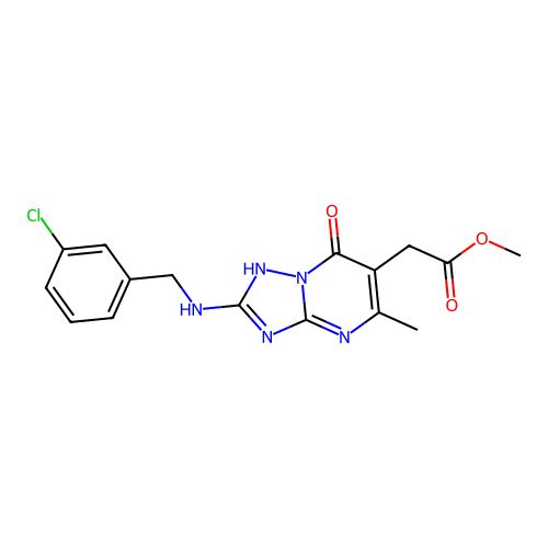 methyl {2-[(3-chlorobenzyl)amino]-7-hydroxy-5-methyl[1,2,4]triazolo[1,5-a]pyrimidin-6-yl}acetate structure