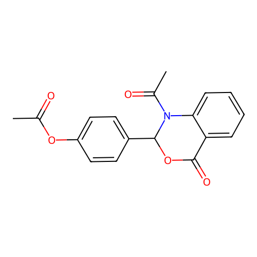 4-(1-acetyl-4-oxo-1,4-dihydro-2H-3,1-benzoxazin-2-yl)phenyl acetate structure