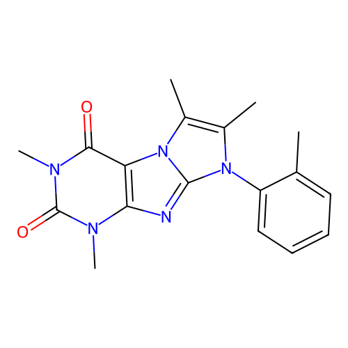 1,3,6,7-tetramethyl-8-(2-methylphenyl)-1H-imidazo[2,1-f]purine-2,4(3H,8H)-dione structure