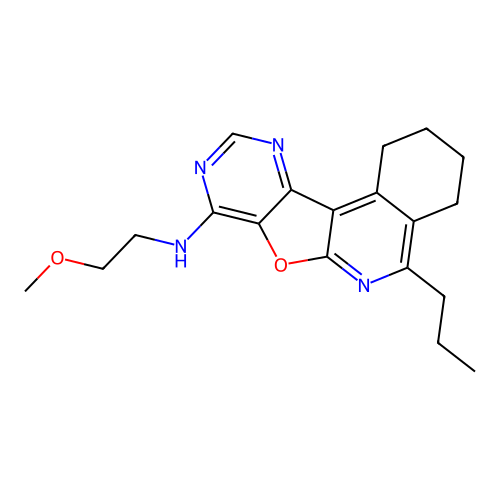 N-(2-methoxyethyl)-5-propyl-1,2,3,4-tetrahydropyrimido[4',5':4,5]furo[2,3-c]isoquinolin-8-amine structure