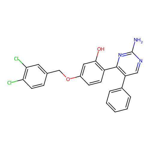 2-(2-Amino-5-phenylpyrimidin-4-yl)-5-[(3,4-dichlorophenyl)methoxy]phenol structure
