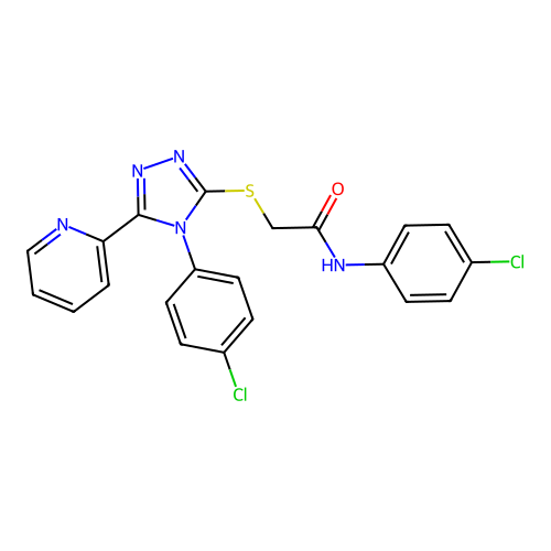 N-(4-chlorophenyl)-2-[[4-(4-chlorophenyl)-5-pyridin-2-yl-1,2,4-triazol-3-yl]sulfanyl]acetamide structure