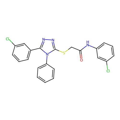 N-(3-chlorophenyl)-2-[[5-(3-chlorophenyl)-4-phenyl-1,2,4-triazol-3-yl]sulfanyl]acetamide structure