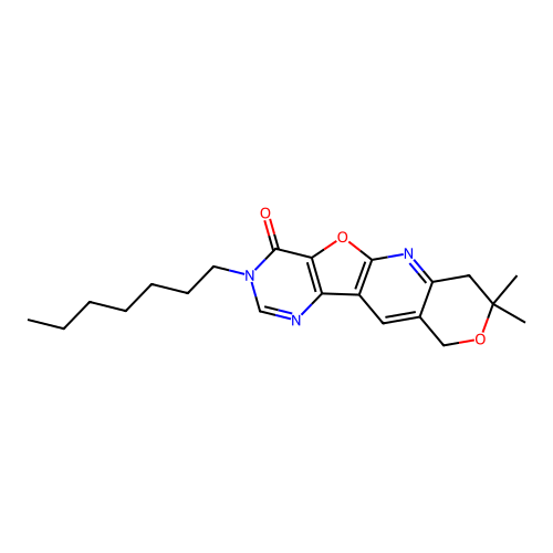 3-heptyl-8,8-dimethyl-7,10-dihydro-8H-pyrano[3'',4'':5',6']pyrido[3',2':4,5]furo[3,2-d]pyrimidin-4(3H)-one structure