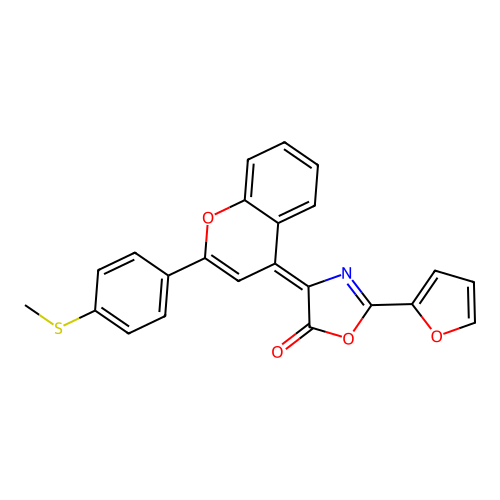 (4Z)-2-(furan-2-yl)-4-[2-(4-methylsulfanylphenyl)chromen-4-ylidene]-1,3-oxazol-5-one structure