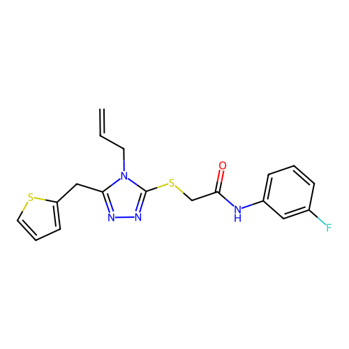 N-(3-fluorophenyl)-2-{[4-(prop-2-en-1-yl)-5-(thiophen-2-ylmethyl)-4H-1,2,4-triazol-3-yl]sulfanyl}acetamide structure