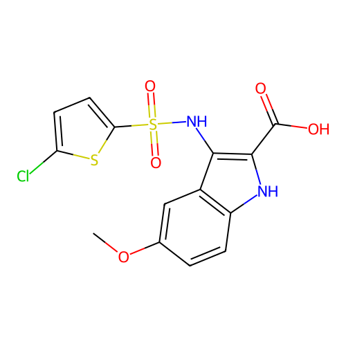 3-(5-Chlorothiophene-2-sulfonamido)-5-methoxy-1H-indole-2-carboxylic acid structure